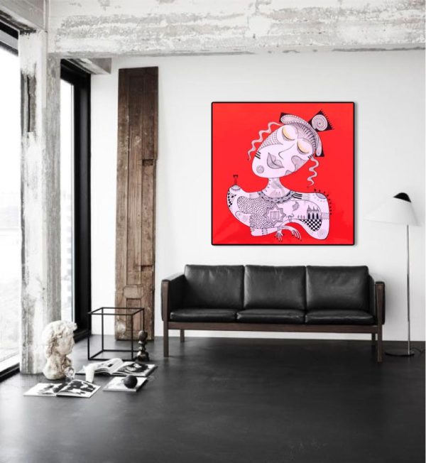 La reine </br><span class="dimension">Dimensions 134X134 cm <br> <a href="https://green-snake-824980.hostingersite.com/product-category/artists/lamima-youssef/"><u>LAMIMA Youssef</u></a></span> – Image 3