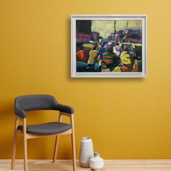 La foule <br><span class="dimension">Dimensions 64X78 cm </br> <a href="https://green-snake-824980.hostingersite.com/product-category/artists/mustapha-belyasmine"><u>BELYASMINE Mustapha</u></a></span> - Image 3