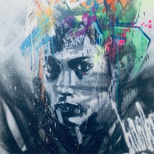 Graffiti portrait N01 <br><span class="dimension">Dimensions 83X83cm</br> <a href="https://green-snake-824980.hostingersite.com/product-category/artists/cheaib-barki/"><u>BARKI Cheaib</u></a></span></u></a></span>