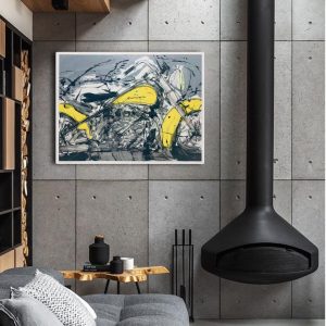 Motards <br><span class="dimension">Dimensions 85X105cm</br> <a href="https://green-snake-824980.hostingersite.com/product-category/artists/cheaib-barki/"><u>BARKI Cheaib</u></a></span></u></a></span>