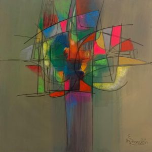 Warrak Composition N04 </br><span class="dimension">Dimensions 120 x 120 cm <br> <a href="https://green-snake-824980.hostingersite.com/product-category/artistes/warrak-mostapha/"><u>WARRAK Mostapha</u></a></span>