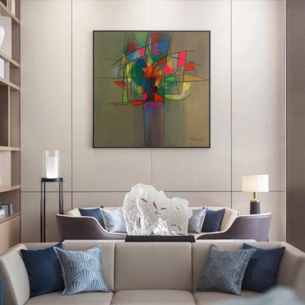 Warrak Composition N04 </br><span class="dimension">Dimensions 120 x 120 cm <br> <a href="https://green-snake-824980.hostingersite.com/product-category/artistes/warrak-mostapha/"><u>WARRAK Mostapha</u></a></span> – Image 2