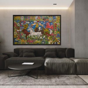 TABAL COMPOSITION N 02 </br><span class="dimension">Dimensions 122 x 200 cm <br> <a href="https://green-snake-824980.hostingersite.com/product-category/artists/tabal-mohamed/"><u>TABAL Mohamed</u></a></span>