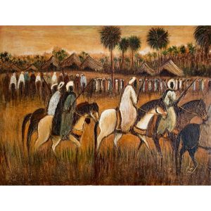 Cavalerie de Sbai <br><span class="dimension">Dimensions 110 x 140 cm</br> <a href="https://green-snake-824980.hostingersite.com/product-category/artists/sbai-mostafa/"><u>SBAI Mostafa</u></a></span>