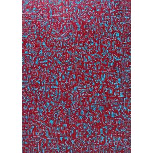 EFK Composition N19 <br><span class="dimension">Dimensions 100 x 70 cm</br> <a href="https://green-snake-824980.hostingersite.com/product-category/artists/el-fahli-khadija/"><u>EL FAHLI Khadija</u></a></span></u></a></span>