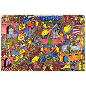 Tahdaini composition N 04 <br><span class="dimension">Dimensions 103X153 cm </br> <a href="https://green-snake-824980.hostingersite.com/product-category/artists/mohamed-tahdaini/"><u>TAHDAINI Mohamed</u></a></span>