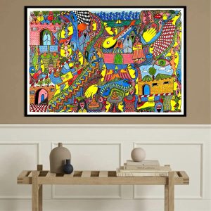 Tahdaini composition N 04 <br><span class="dimension">Dimensions 103X153 cm </br> <a href="https://green-snake-824980.hostingersite.com/product-category/artists/mohamed-tahdaini/"><u>TAHDAINI Mohamed</u></a></span>
